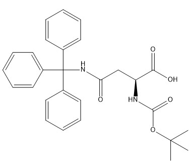 Turunan Asam Amino Boc-Asn(Trt)-OH CAS. 132388-68-2 Bubuk Putih Hingga Hampir Putih Hingga Kemurnian Kristal 98% C28H30N2O5