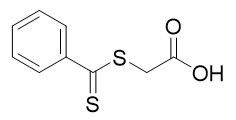 Reagen RAFT 2-((Phenylcarbonothioyl)thio)acetic acid CAS No. 942-91-6 C9H8O2S2 Oranye hingga Coklat hingga Serbuk merah tua