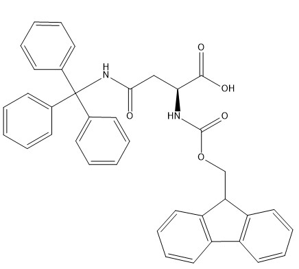 Turunan Asam Amino Fmoc-Asn(Trt)-OH CAS. 132388-59-1 Kemurnian 98% Putih hingga putih pudar C38H32N2O5